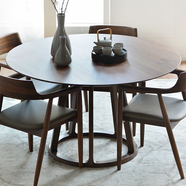 Round Pedestal Dining Site Table Contemporary Dinette Table with Pine Solid Wood Clearhalo ' dining_table' 'Dining Tables & Seating' 'Dining Tables' 'furn' 'furn_dining_table' 'Furniture' 'furniture_dining_table' 'Kitchen & Dining Furniture' 'kitchen&dining_furn' 'kitchen' 'kitchen_dining_table' 1200x1200_9a8254e5-f8d8-4e42-9045-d5f68e27e804