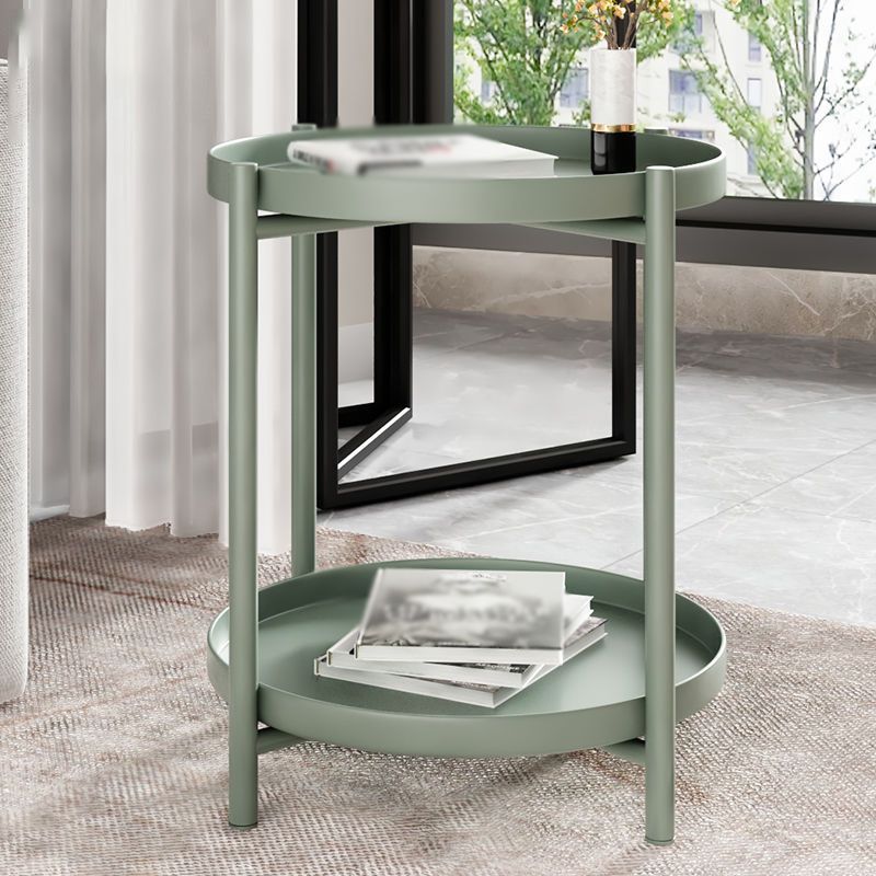 4 Legs Base Design Iron Work Material Green/yellow/black/white Round Side Table