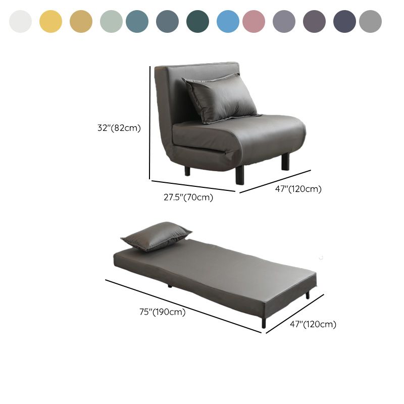 Contemporary Convertible Sofas with Tight Back in Faux Leather/Linen Blend Clearhalo 'furn' 'furn_futons' 'Furniture' 'Futons & Daybeds' 'Futons' 'Living Room Furniture' 1200x1200_9a8733df-32a6-40fb-91bf-701a0611cb1d