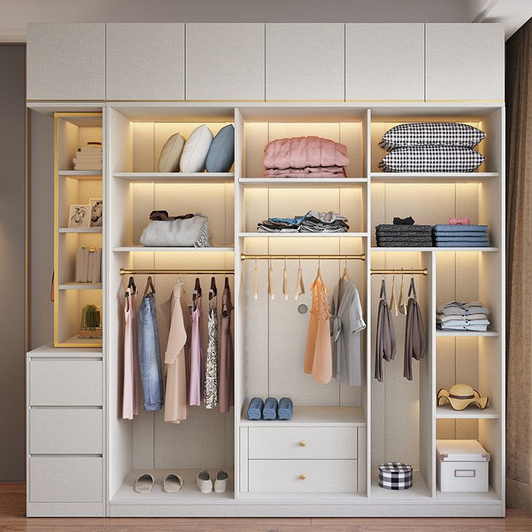 White Modern Style Wardrobe Cabinet Engineered Wood Wardrobe with Clothing Rod Clearhalo 'Armoires & Wardrobes' 'armoires_wardrobes' 'Bedroom Furniture' 'furn' 'furn_armoires_wardrobes' 'Furniture' 1200x1200_9a8982e2-acfb-41fd-9c72-e07582a0937c