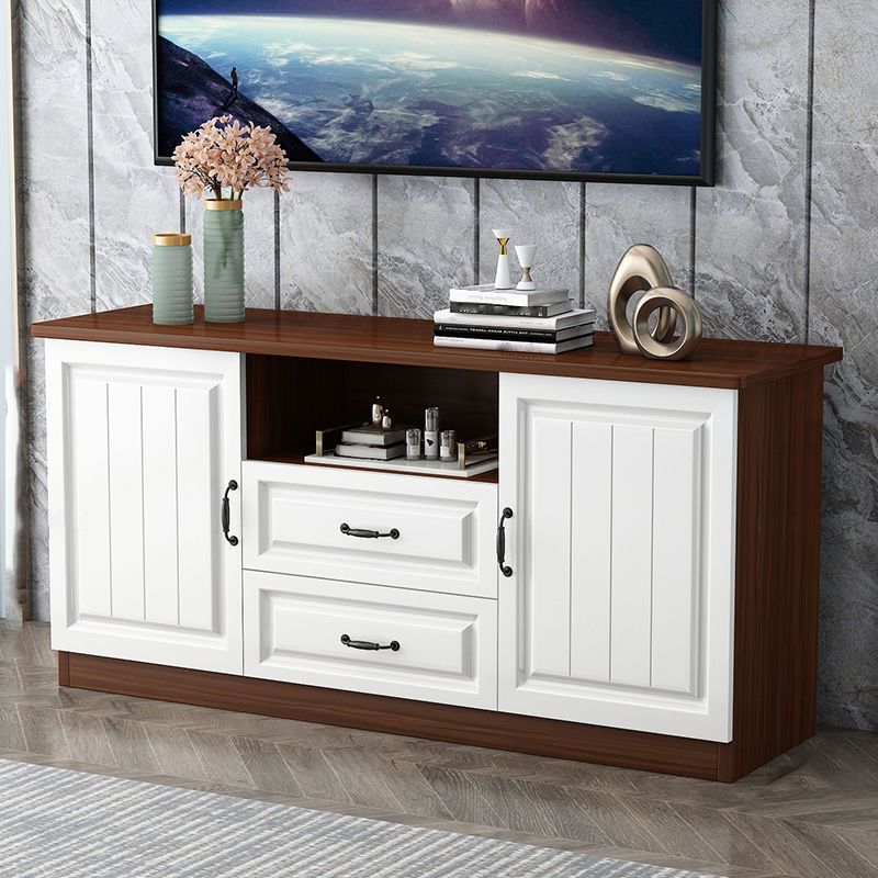 Mueble para TV de 2 puertas de madera estilo escandinavo Consola para TV con estante