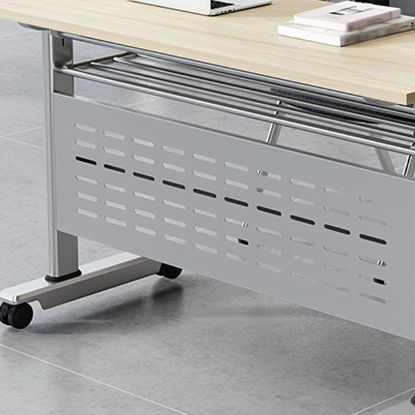 Scrivania rettangolare per uffici in legno prodotto contemporaneo con telaio metallico