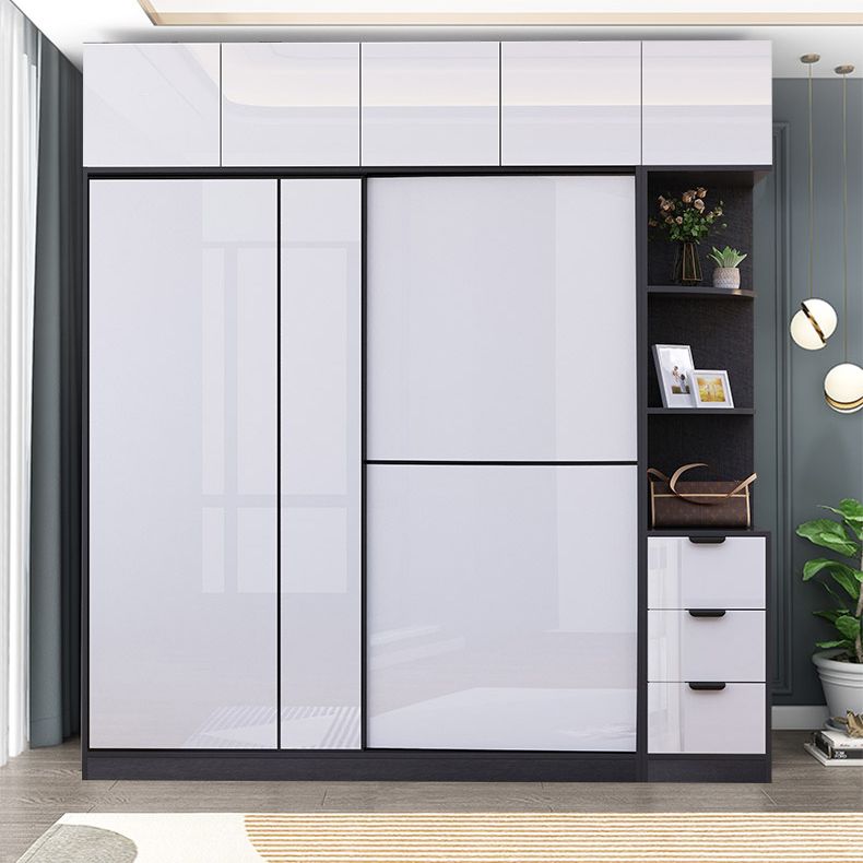 Armoire de garde-robe gris blanc placard de garde-robe moderne avec étagères