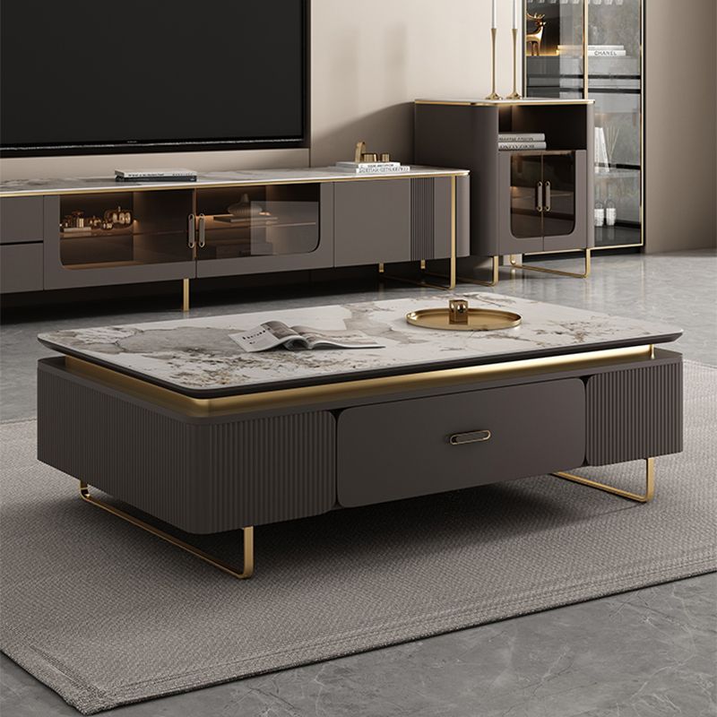 27" Wide Glam Cocktail Table Rectangle Stone Coffee Table with Drawer Clearhalo 'Coffee & Accent Tables' 'Coffee Tables' 'coffee_tables' 'furn' 'furn_coffee_tables' 'Furniture' 'Living Room Furniture' 1200x1200_9a8c353f-4c29-4ec2-8205-52aeaa76d6b3