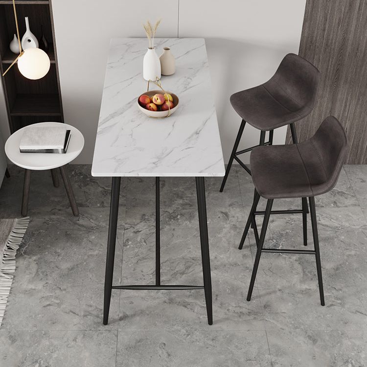 Modern Marble Table with Rectangle Table Top Black Trestle Table - 41.3" H Clearhalo 'Bar Furniture' 'Bar Tables' 'bar_tables' 'furn' 'furn_bar_tables' 'Furniture' 'furniture_bar_tables' 'Kitchen & Dining Furniture' 1200x1200_9a8cacec-d049-4eba-b2c2-3cb666da67da