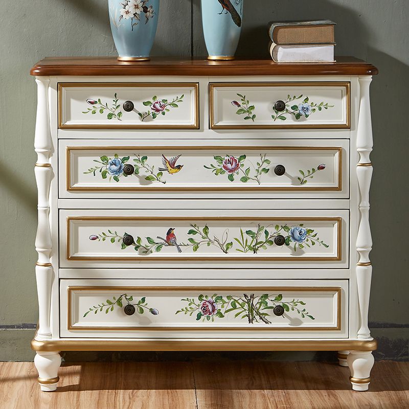 Coastal Storage Chest Dresser Solid Wood Dresser for Bedroom