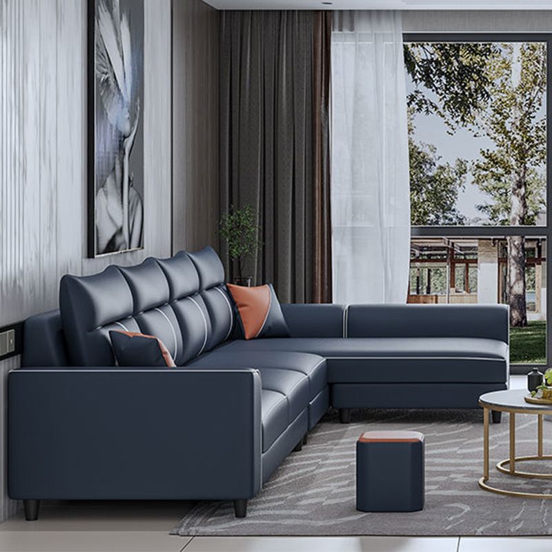 Faux Leather Sectional Sofa ,37.4" Tall Square Arm Sectional Sofa Clearhalo 'furn' 'furn_sectionals' 'Furniture' 'Living Room Furniture' 'Sectionals' 1200x1200_9a915adb-8ca1-449b-bd9a-e8199560cb3a
