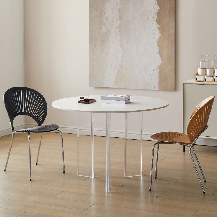 White Stone Dining Table Modern Round Dining Table with Acrylic Legs Clearhalo 'Dining Tables & Seating' 'Dining Tables' 'dining_table' 'furn' 'furn_dining_table' 'Furniture' 'Kitchen & Dining Furniture' 1200x1200_9a91b6a8-5e72-43d6-a2e1-cf25326f60d1