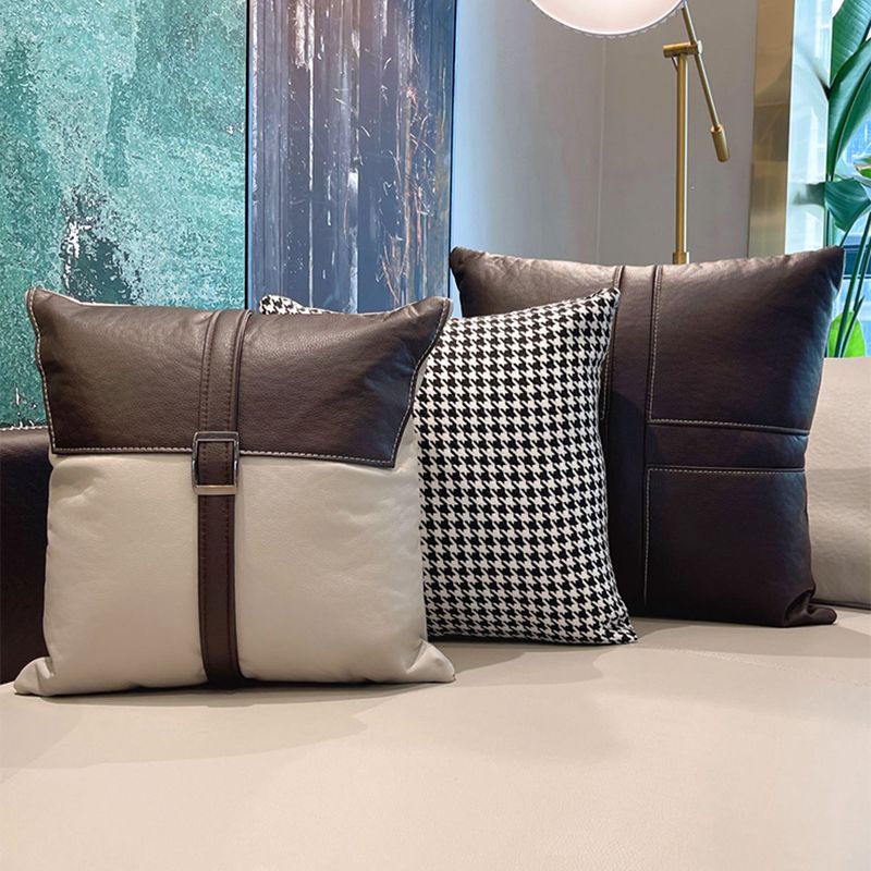 Contemporary Stain-Resistant Faux Leather Sofa/Sectional with Pillowed Back Cushions Clearhalo 'furn' 'furn_sectionals' 'Furniture' 'furniture_sectionals' 'Living Room Furniture' 'Sectionals' 1200x1200_9a92be5a-0403-475c-9958-96c5c7a4a308