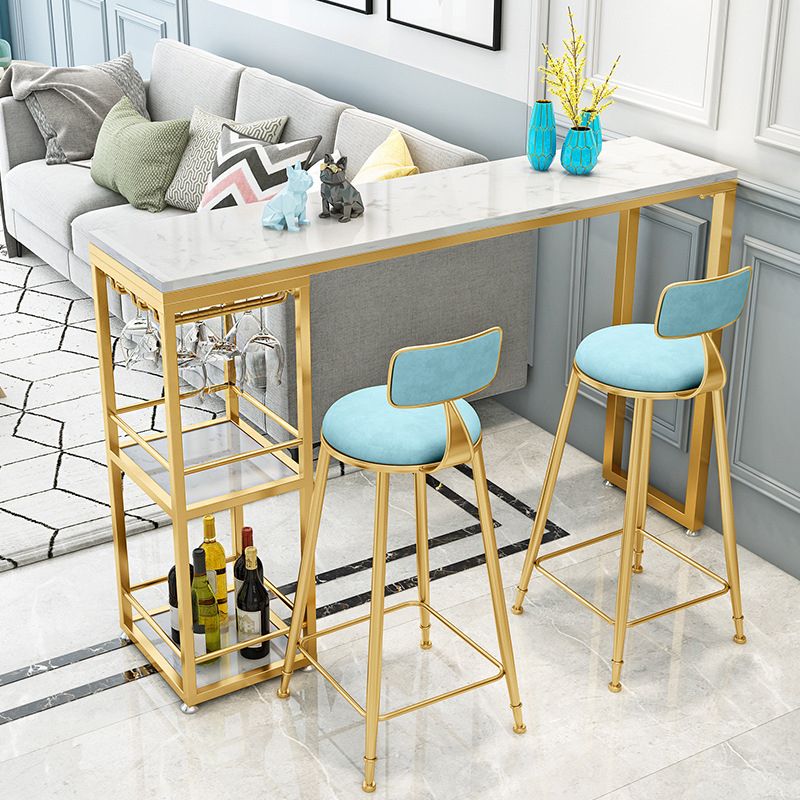 Stone Rectangle Bar Table White Contemporary Bar Table with Sled Base Clearhalo 'Bar Furniture' 'Bar Tables' 'bar_tables' 'furn' 'furn_bar_tables' 'Furniture' 'furniture_bar_tables' 'Kitchen & Dining Furniture' 1200x1200_9a92d853-8e10-4e03-b07b-ca460c28d588