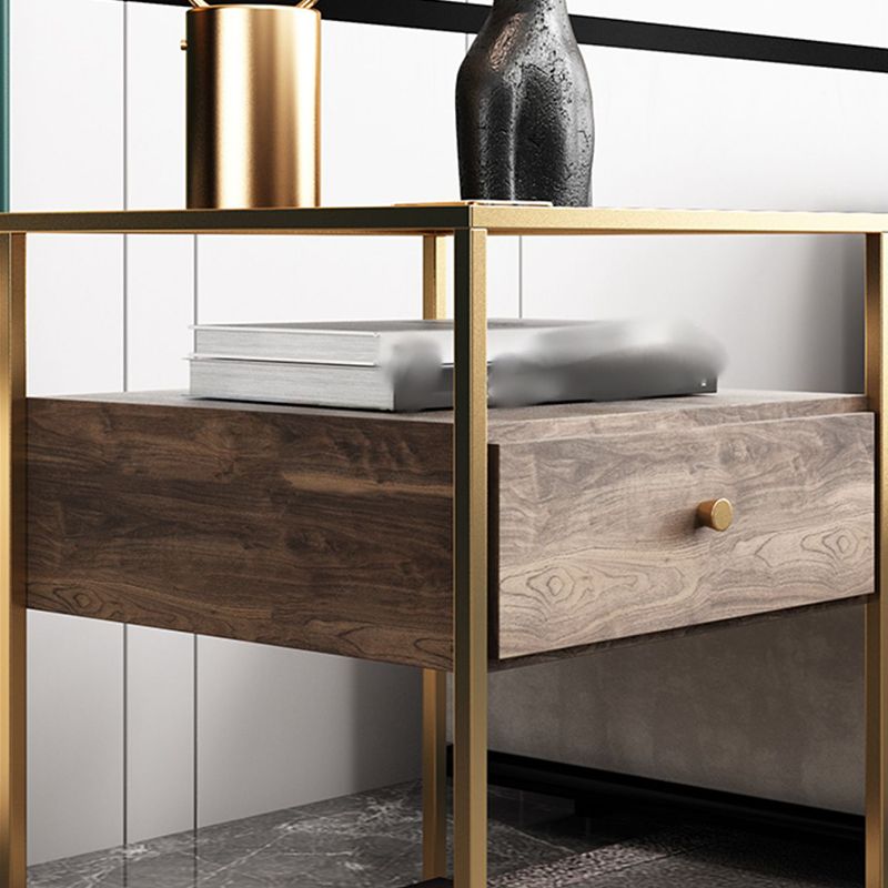 Glas Top Moderner Nachttisch Metall 22 '' hoher 1-Zauberer offener Aufbewahrungstisch