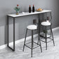Mesa de bar rectangular de estilo industrial, mesa de comedor con barra de pedestal doble de mármol sintético
