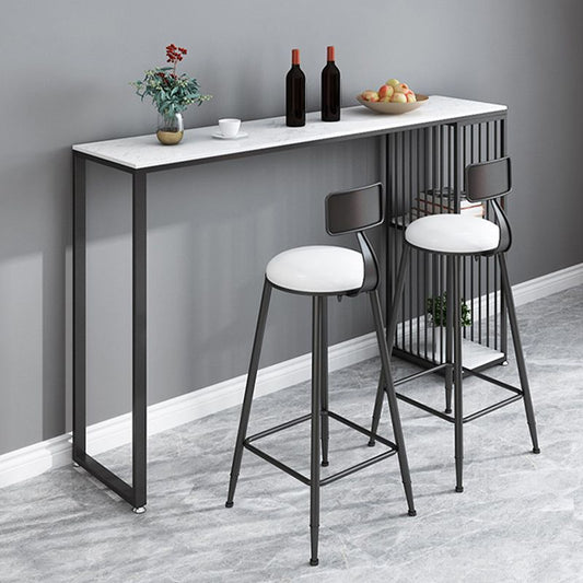 工業スタイルの長方形のバーテーブルフェイク大理大理石ダブル台座バーダイニングテーブル