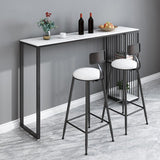 工業スタイルの長方形のバーテーブルフェイク大理大理石ダブル台座バーダイニングテーブル