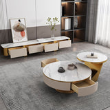 Modern Marble Drum Coffee Table Round Cocktail Table in white Clearhalo 'Coffee & Accent Tables' 'Coffee Tables' 'coffee_tables' 'furn' 'furn_coffee_tables' 'Furniture' 'Living Room Furniture' 1200x1200_9a9662d7-2fca-4041-8401-20c1efe7c220