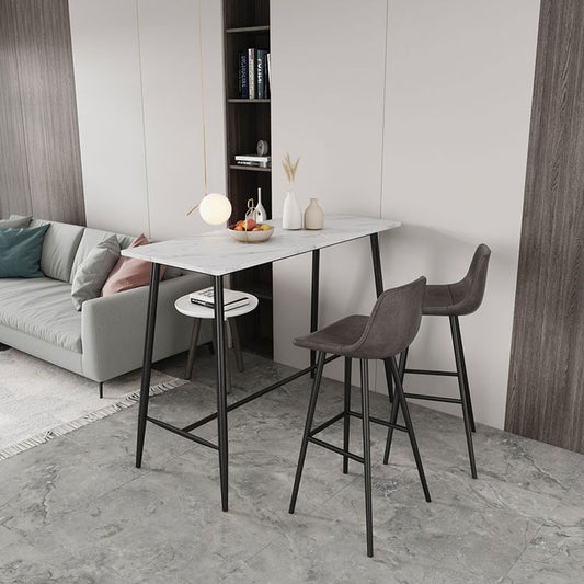 Modern Marble Table with Rectangle Table Top Black Trestle Table - 41.3" H Clearhalo 'Bar Furniture' 'Bar Tables' 'bar_tables' 'furn' 'furn_bar_tables' 'Furniture' 'furniture_bar_tables' 'Kitchen & Dining Furniture' 1200x1200_9a96e4f8-ab93-493d-ab7d-6199758bef40