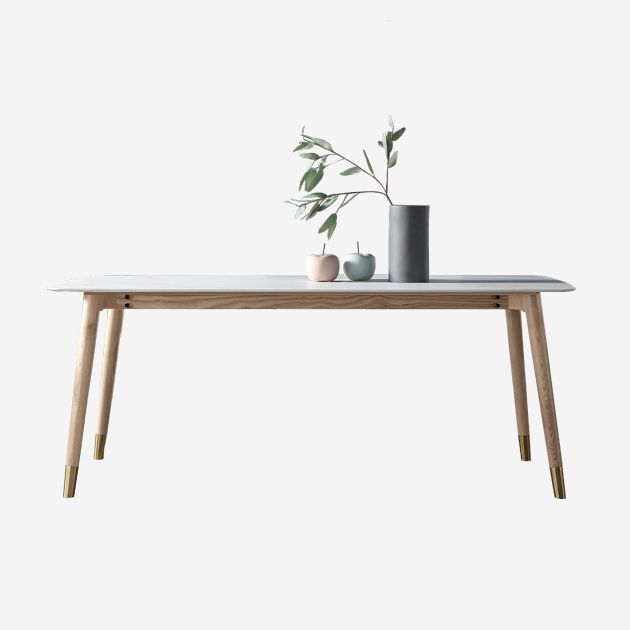 Rectangle 4 Legs Mid-Century Table White Fixed Table with Sintered Stone Clearhalo ' dining_table' 'Dining Tables & Seating' 'Dining Tables' 'furn' 'furn_dining_table' 'Furniture' 'furniture_dining_table' 'Kitchen & Dining Furniture' 'kitchen&dining_furn' 'kitchen' 'kitchen_dining_table' 1200x1200_9a9753d6-b5cc-4448-877e-1c835087fea6