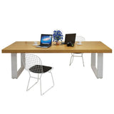 Metal Industrial Rectangle Dining Table Pine Solid Wood Top Table with Sled Base Clearhalo ' dining_table' 'Dining Tables & Seating' 'Dining Tables' 'furn' 'furn_dining_table' 'Furniture' 'furniture_dining_table' 'Kitchen & Dining Furniture' 'kitchen&dining_furn' 'kitchen' 'kitchen_dining_table' 1200x1200_9a984ad6-6021-4010-87aa-b3b44b88772a