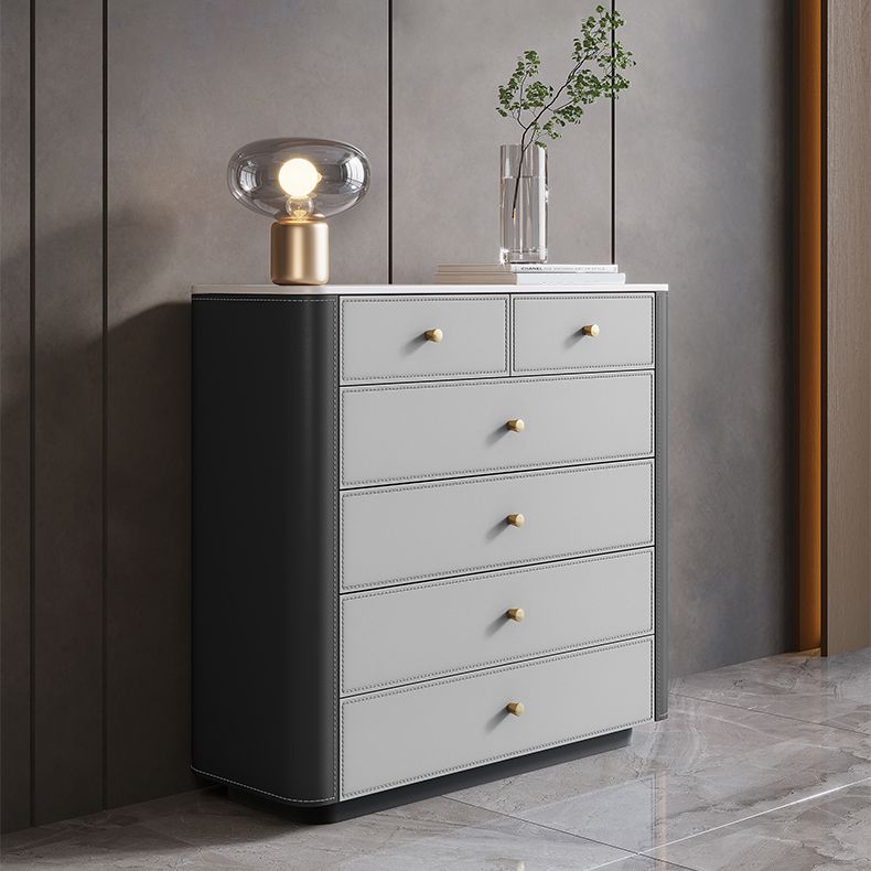 Commode contemporaine en pierre de 15,6 pouces de largeur avec 6 tiroirs
