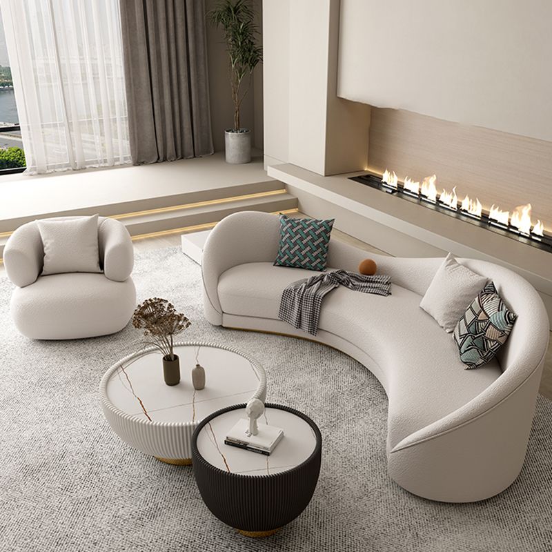 Northern European Curved Sofa 31.5" High Wool Settee in Beige Clearhalo 'furn' 'furn_sofas' 'Furniture' 'Living Room Furniture' 'Sofa' 'sofas' 1200x1200_9a9963d7-34f6-483f-a506-363557e1be3e