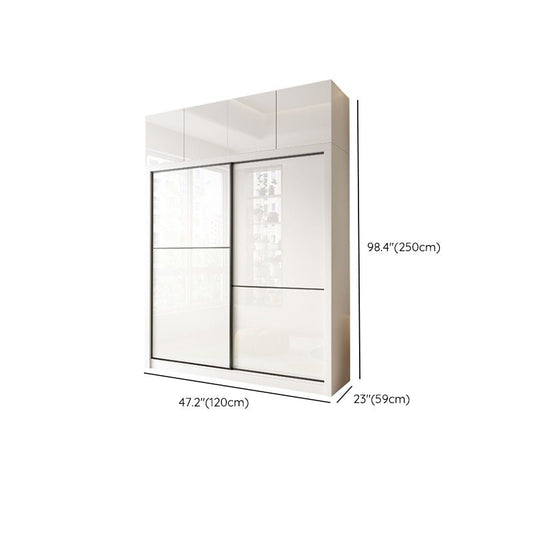 Gabinete de vestuario de dormitorio Armario de almacenamiento blanco moderno con puertas correderas