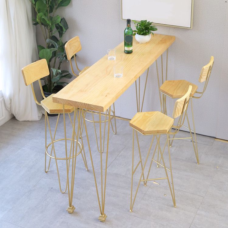 Moderne pubtafelset 1/2/3/5-delige houten bartafel met metalen krukken
