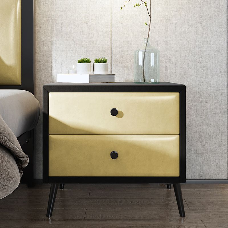 Table de nuit en faux cuir moderne 20 pouces H les jambes de rangement à 2 titres inclus la table de nuit