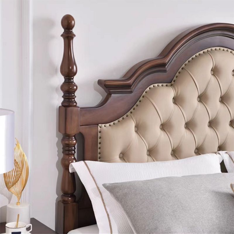 Brown Wood King Bed Tufted Nailhead Upholstered Bed Frame with Headboard Clearhalo 'Bedroom Furniture' 'Beds' 'furn' 'furn_beds' 'Furniture' 1200x1200_9a9c9d9c-21ab-4e7f-896b-0f0941dcba71