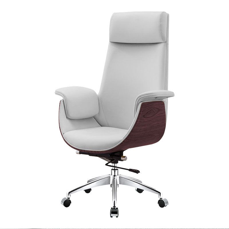 Leather Adjustable Task Chair Silver Metal Base Modern Office Chair Clearhalo 'furn' 'furn_office_chair' 'Furniture' 'Office Chairs' 'Office Furniture' 'office_chair' 1200x1200_9a9d7c7d-564a-4fe9-9134-15e4798cd013