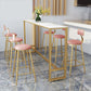 Mesa rectangular blanca con altura de barra, estilo glamuroso, mesa de bar de bistró con base de caballete