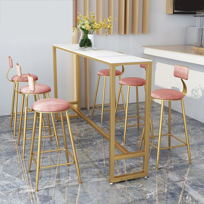 Mesa rectangular blanca con altura de barra, estilo glamuroso, mesa de bar de bistró con base de caballete