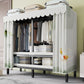 Metal Frame Freestanding Wardrobe Foldable Wardrobe with Garment Rod