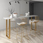 Glam Style Rectangle Stone Bar Tableau de 42 pouces Hauteur Gold Sled Piedstal Bistro Table