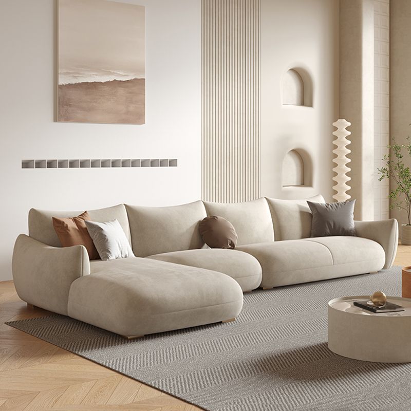 Modern Fabric Sectional with Bolster Pillows 31.5" Tall White L-shape Sectional Clearhalo 'furn' 'furn_sectionals' 'Furniture' 'Living Room Furniture' 'Sectionals' 1200x1200_9aa2f1d2-cf51-4310-ba15-e0a790f2f6a7