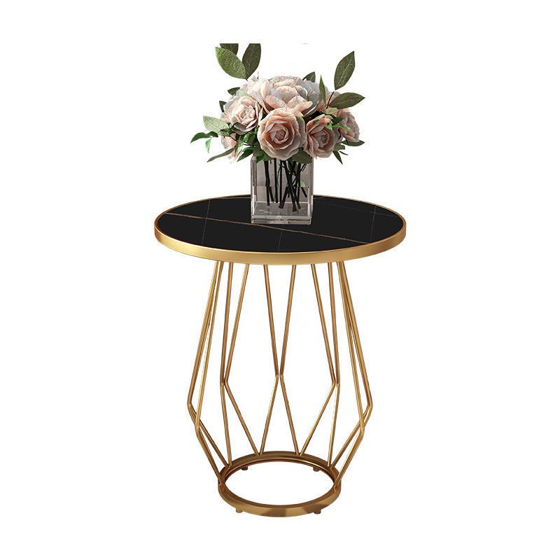 Modern Round Side Table 24.4-inch Gold/Black Metal Frame End Table Clearhalo 'Coffee & Accent Tables' 'End & Side Tables' 'end_side_tables' 'furn' 'furn_end_side_tables' 'Furniture' 'Living Room Furniture' 1200x1200_9aa4f9b3-aeaa-4626-ae48-90657768c3d7