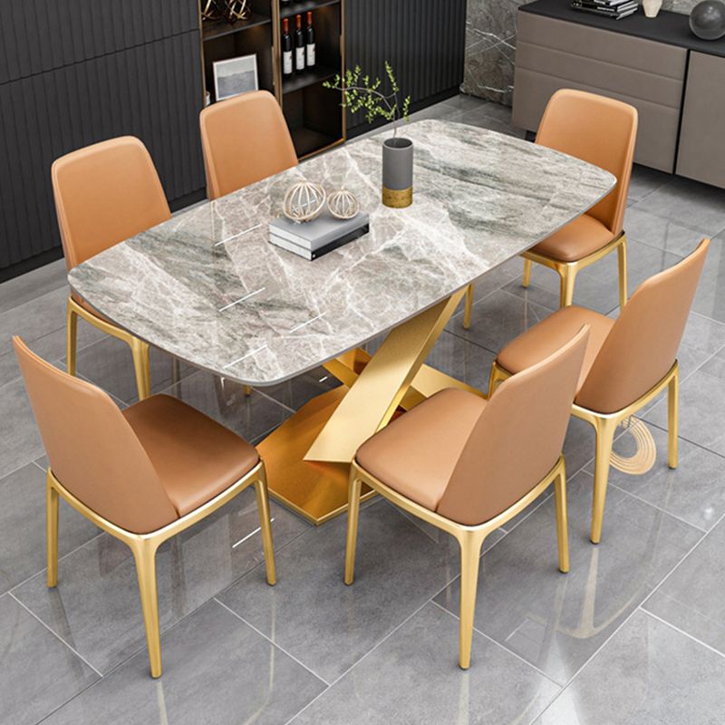 Tavolo da pranzo in pietra sinterizzato rettangolo tradizionale tavolo da pranzo di lusso con cornice dorata