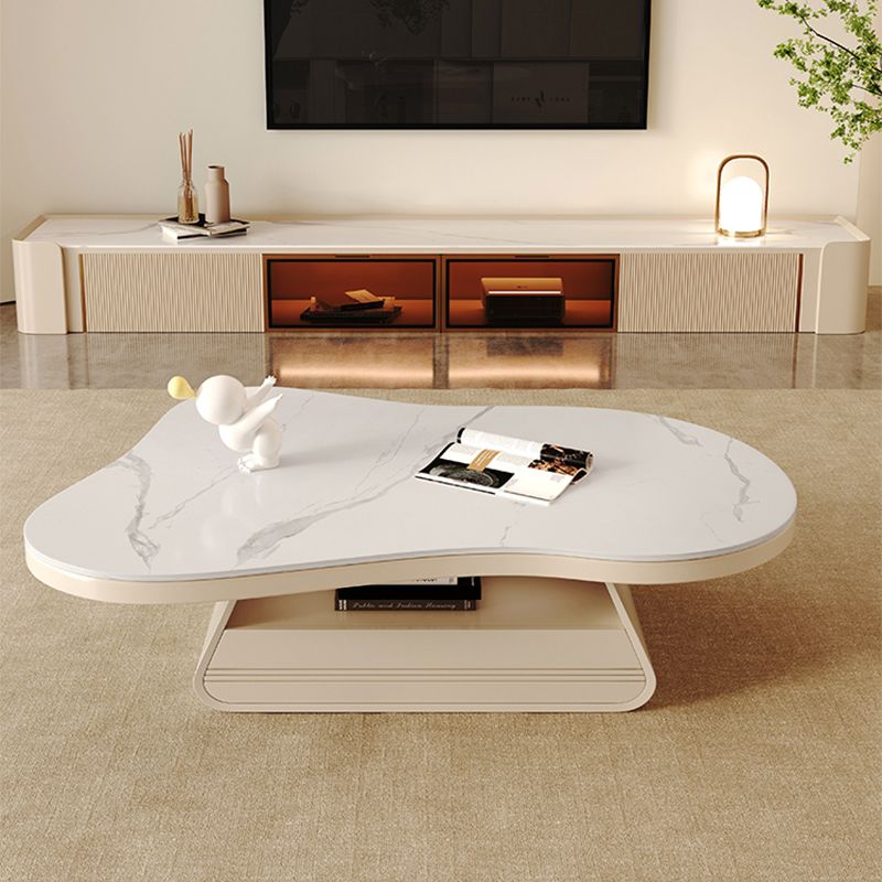 Storage Drawer Coffee Table with Srone Top Free Form Single Coffee Table Clearhalo 'Coffee & Accent Tables' 'Coffee Tables' 'coffee_tables' 'furn' 'furn_coffee_tables' 'Furniture' 'Living Room Furniture' 1200x1200_9aa6fb7e-7c4e-4c2a-8f94-82f88be0047d