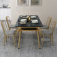 Traditional Luxury Dining Table Rectangle 4 Legs Dining Table with Gold Frame Clearhalo 'Dining Tables & Seating' 'Dining Tables' 'dining_table' 'furn' 'furn_dining_table' 'Furniture' 'furniture_dining_table' 'Kitchen & Dining Furniture' 'kitchen' 'kitchen_dining_table' 1200x1200_9aa713a2-7ade-40df-ab8e-e814c4331127