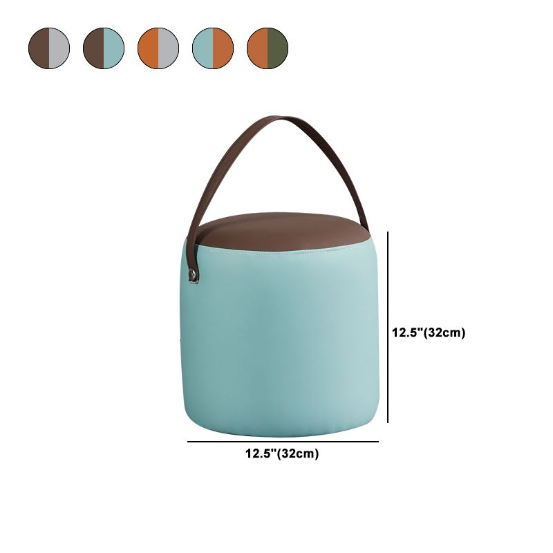 Creative Round Footstool Ottoman Patchwork Color Block Leather Ottoman Clearhalo 'furn' 'furn_ottomans_poufs' 'Furniture' 'Living Room Furniture' 'Ottomans & Poufs' 'ottomans_poufs' 1200x1200_9aa75de8-2da5-4954-8d38-b8f65ee1a02c