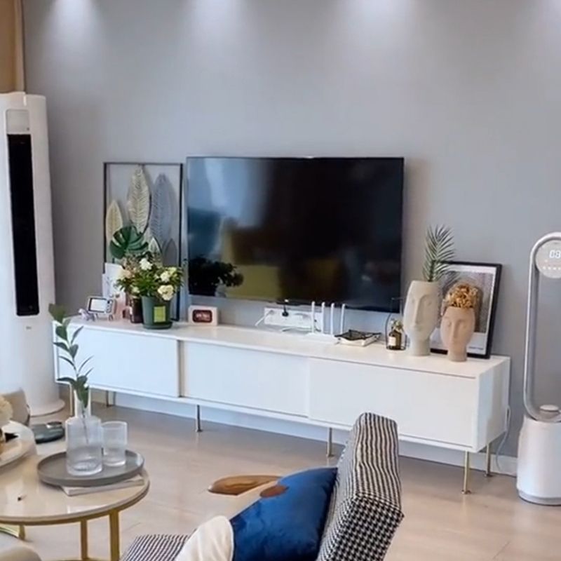 Wooden Enclosed Storage TV Stand Luxury White TV Cabinet for Home Clearhalo 'furn' 'furn_tv_stands_entertainment_centers' 'Furniture' 'Living Room Furniture' 'TV Stands & Entertainment Centers' 'TV Stands & Media Storage Furniture' 'tv_stands_entertainment_centers' 1200x1200_9aa7df0d-157b-494e-b09a-44080385a1e4