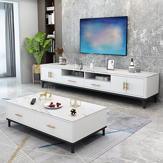 2 Drawers Contemporary TV Stand Stone Counter Top TV Cabinet with 4 Doors Clearhalo 'furn' 'furn_tv_stands_entertainment_centers' 'Furniture' 'Living Room Furniture' 'TV Stands & Entertainment Centers' 'TV Stands & Media Storage Furniture' 'tv_stands_entertainment_centers' 1200x1200_9aa8b348-5615-4062-b183-1506a186458a