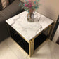 Marble Top Side Table Square Shelf Included End Table - 20.47"/22.83" H