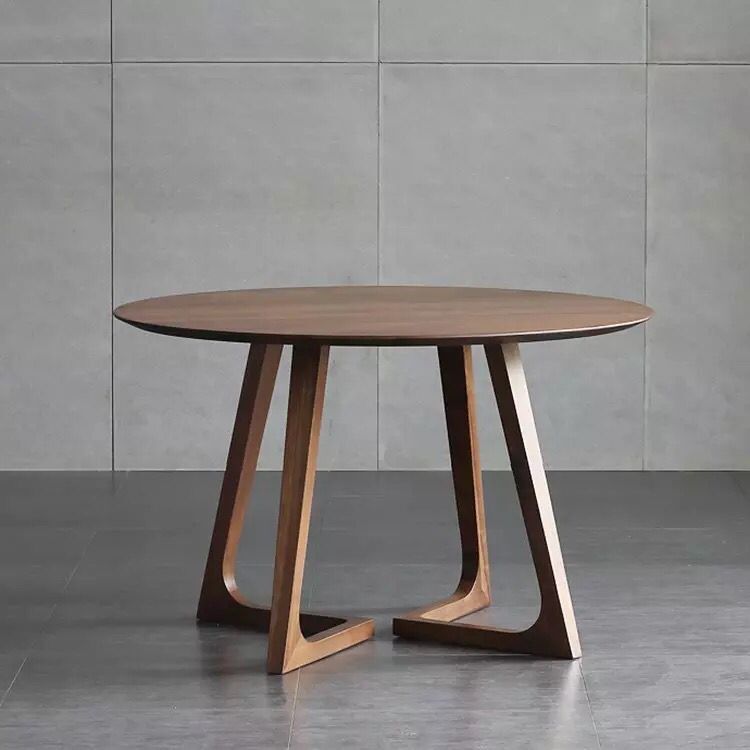 Round Shape Double Pedestal Modern Dining Table Wood Color Fixed Table with Solid Wood Clearhalo ' dining_table' 'Dining Tables & Seating' 'Dining Tables' 'furn' 'furn_dining_table' 'Furniture' 'furniture_dining_table' 'Kitchen & Dining Furniture' 'kitchen&dining_furn' 'kitchen' 'kitchen_dining_table' 1200x1200_9aaa54a7-fcc6-4e10-aaaf-2d77ac9004f6