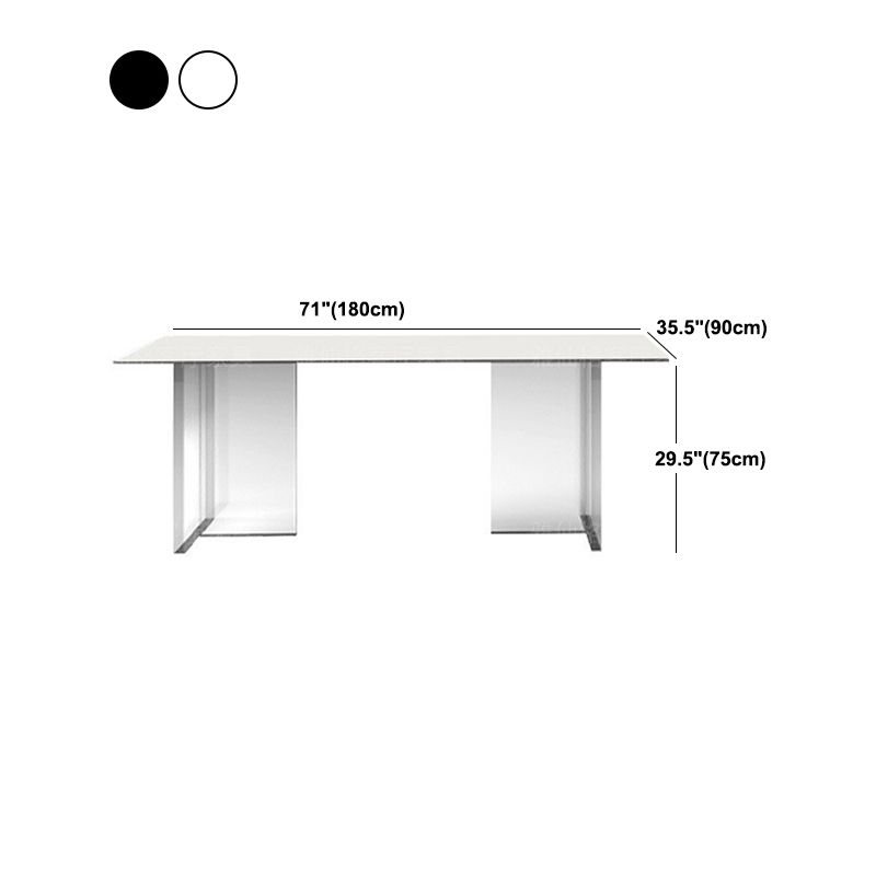 Rectangle Double Pedestal Table Modern Dining Table Acrylic Base Table for Home