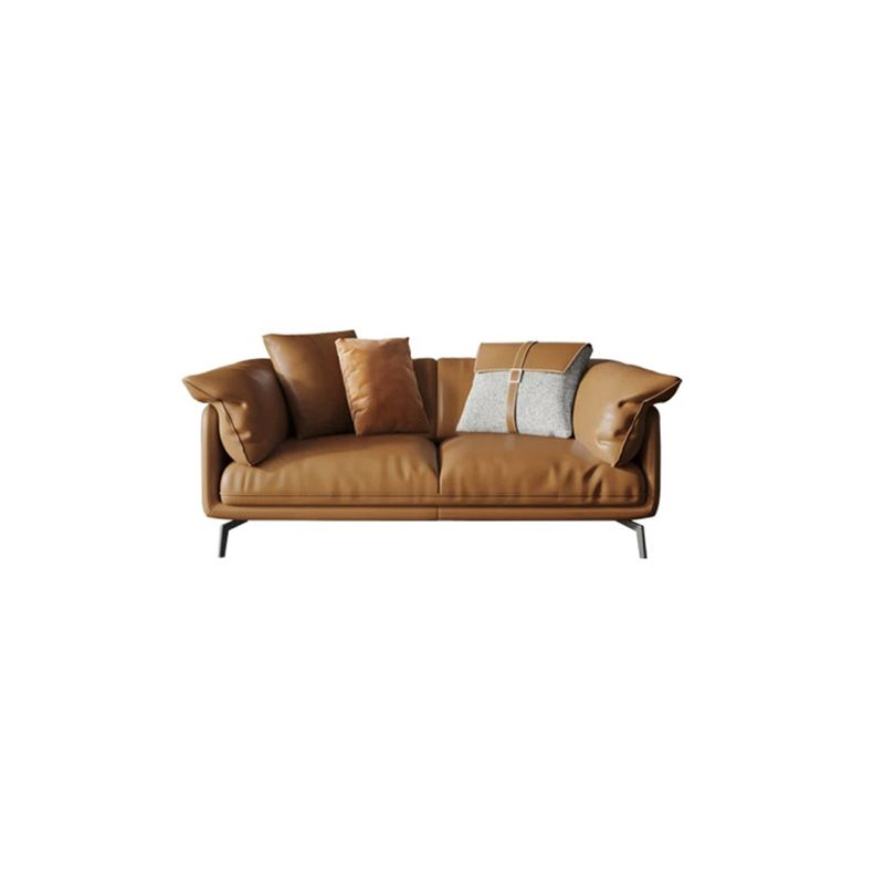 Pillow Armrest Latex Seat Imitation Leather & Leather Upholstered Rectangular Sofa Clearhalo 'furn' 'furn_sofas' 'Furniture' 'furniture_sofas' 'kitchen' 'kitchen_sofas' 'Living Room Furniture' 'Sofa' 'sofas' 1200x1200_9aac2613-127b-4c8c-b947-cb7341f08c8a