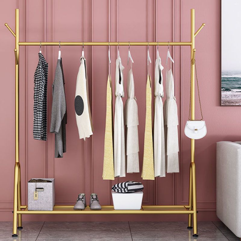 Modern Metal Hall Stand Hanging Rail Lower Shelf and Hooks Entry Hall Tree Clearhalo 'Entry & Mudroom Furniture' 'furn' 'furn_hall_tree_coat_racks' 'Furniture' 'Hall Trees & Coat Racks' 'hall_tree_coat_racks' 1200x1200_9aac6cc5-77ba-4b66-8832-31b29f8fc9bc