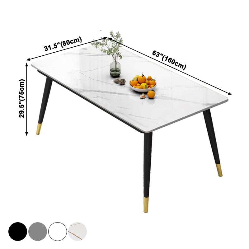 Industrial Style Home Sintered Stone Dining Table Rectangle Table with 4 Legs Carbon Steel Base Clearhalo ' dining_table' 'Dining Tables & Seating' 'Dining Tables' 'furn' 'furn_dining_table' 'Furniture' 'furniture_dining_table' 'Kitchen & Dining Furniture' 'kitchen&dining_furn' 'kitchen' 'kitchen_dining_table' 1200x1200_9aad41d0-0dce-4e2a-9ac4-73c00b760627