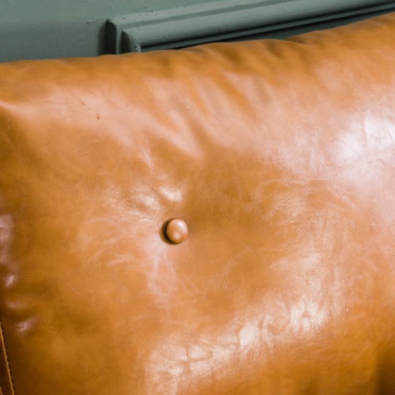 Sofá glamorosa con 2 almohadas Sala de estar de cuero de brazo cuadrado