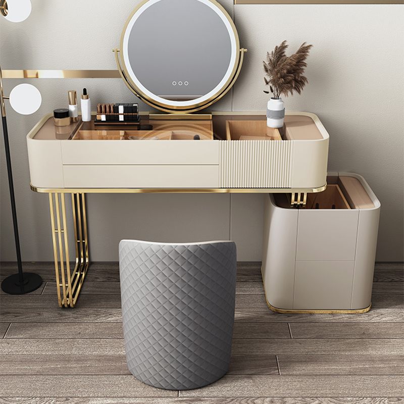 Mesa de maquillaje de tocador de vidrio con cajón, tocador glamoroso tocador