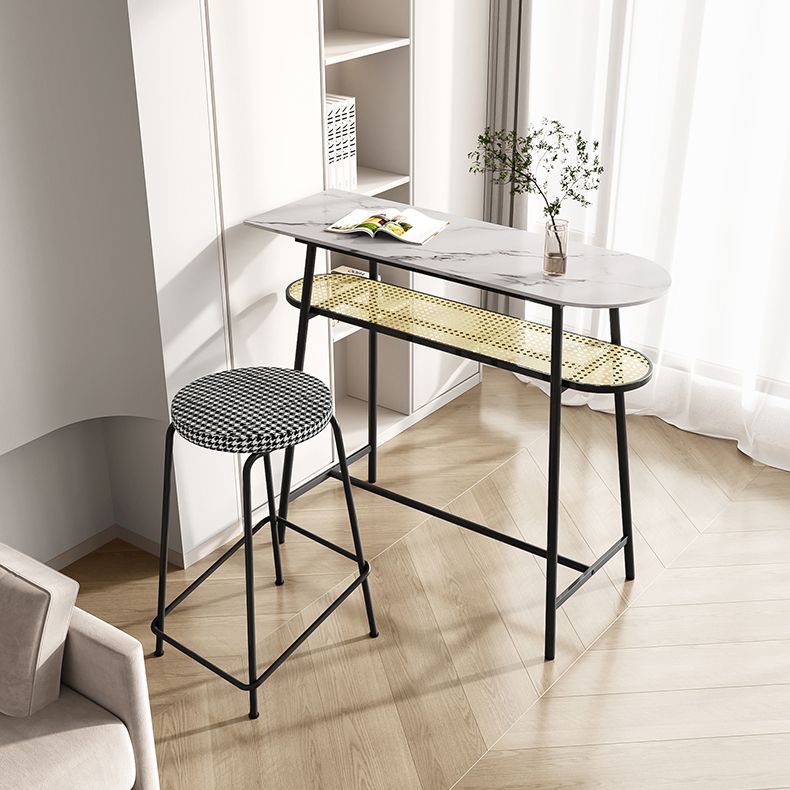 Modern Style Bar Table in Faux Marble and Metal Milk Tea Shop Bar Table in White Clearhalo 'Bar Furniture' 'Bar Tables' 'bar_tables' 'furn' 'furn_bar_tables' 'Furniture' 'Kitchen & Dining Furniture' 1200x1200_9aad8816-981e-4dad-b7cf-098bb1a82854